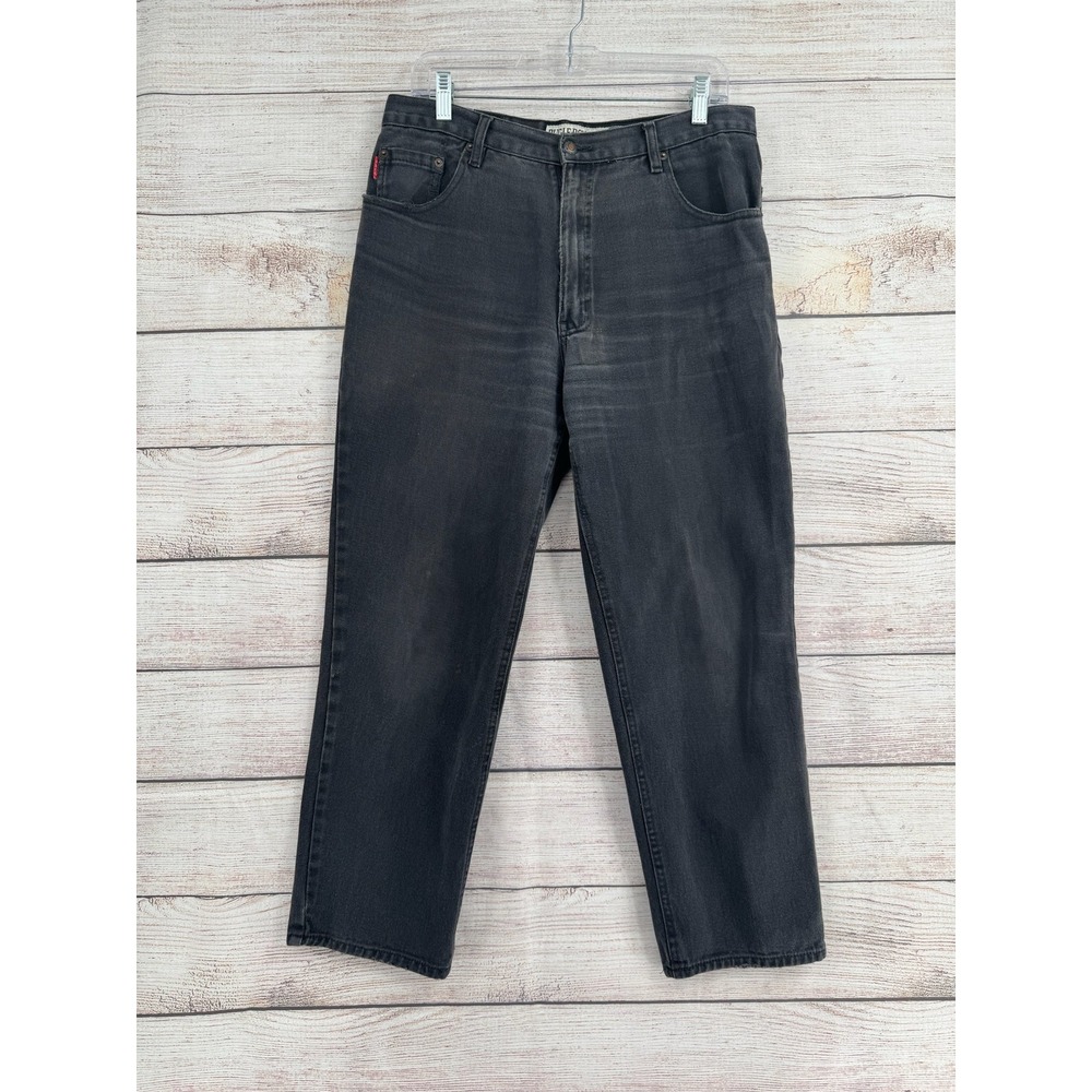 Vintage 90s Bugle Boy Jeans Mens 34 Black Straight Leg Denim Faded 750